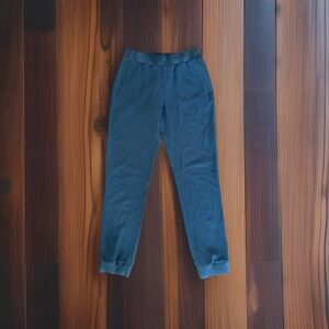 Babaton Solid Blue Joggers Elastic Waist Pull On Women's Size Medium Ribbed Trim